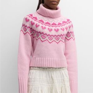 Pink Fair Isle Turtleneck Women's Sweater